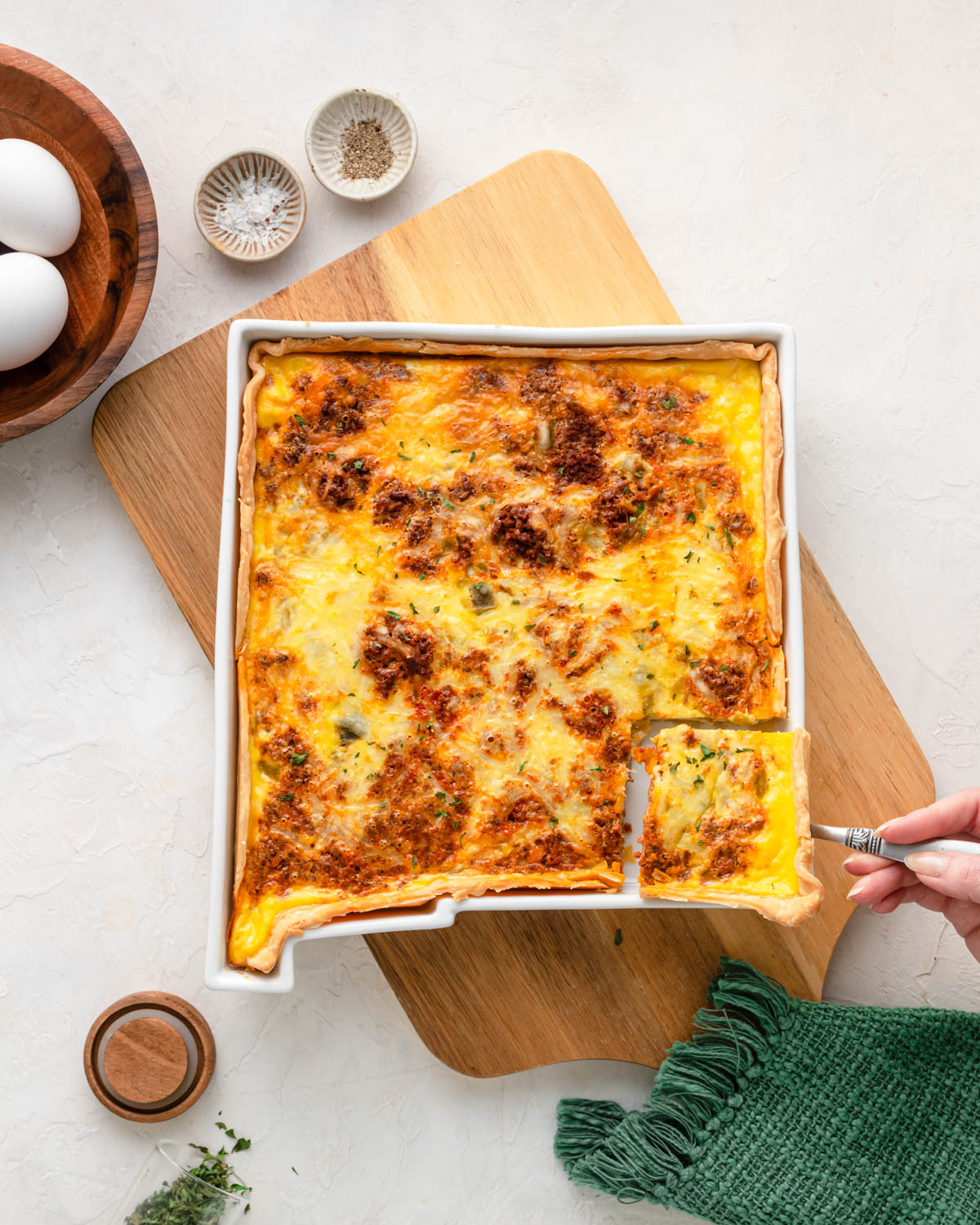 New Mexico Green Chile Queso Quiche