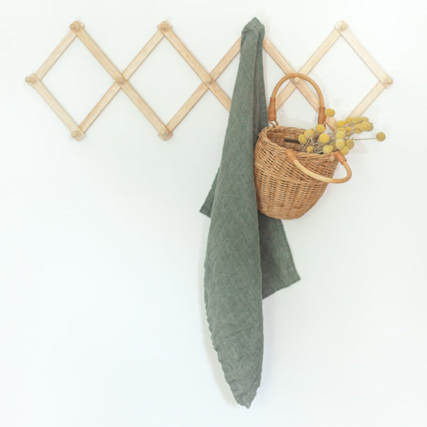 Stone Washed Linen Tea Towel in Iron Ore