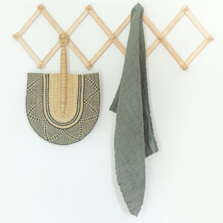 Stone Washed Linen Tea Towel in Iron Ore