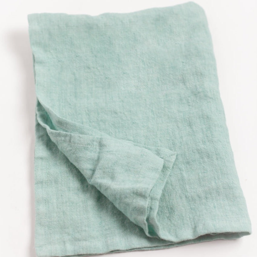 Stone Washed Linen Tea Towel in Ocean Spray