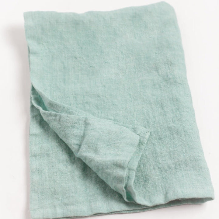 Stone Washed Linen Tea Towel in Ocean Spray