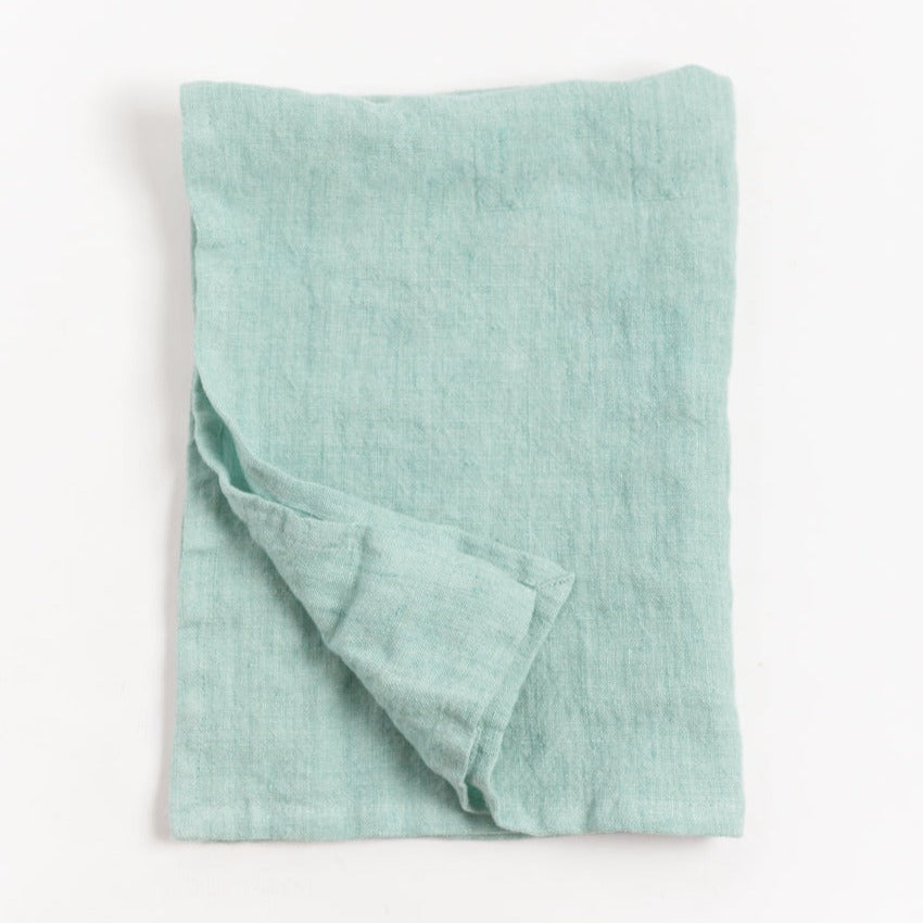 Stone Washed Linen Tea Towel in Ocean Spray