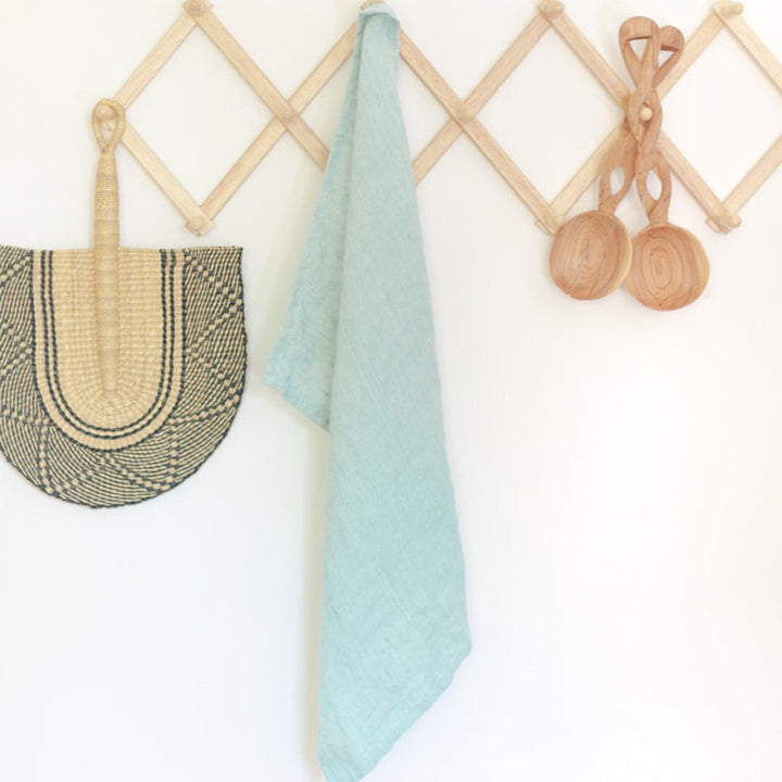 Stone Washed Linen Tea Towel in Ocean Spray