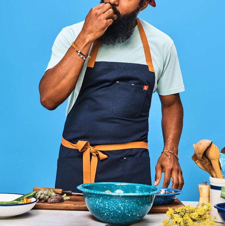 The Essential Apron in Midnight Cider Blue
