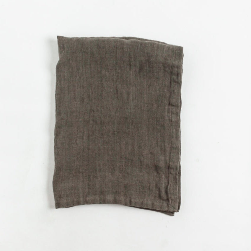Stone Washed Linen Tea Towel in Iron Ore
