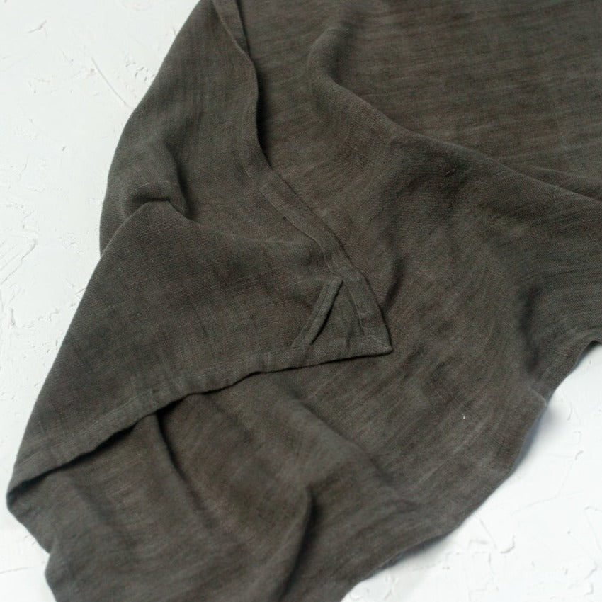 Stone Washed Linen Tea Towel in Iron Ore