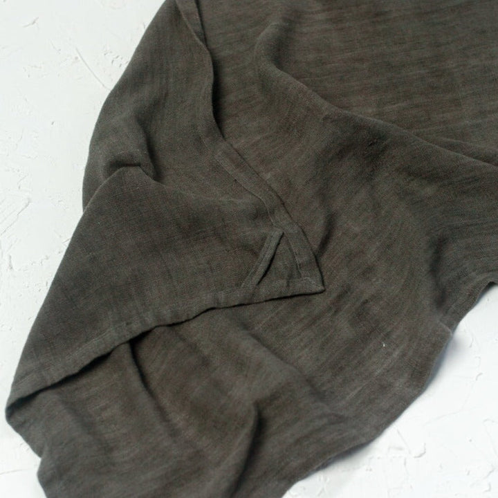 Stone Washed Linen Tea Towel in Iron Ore