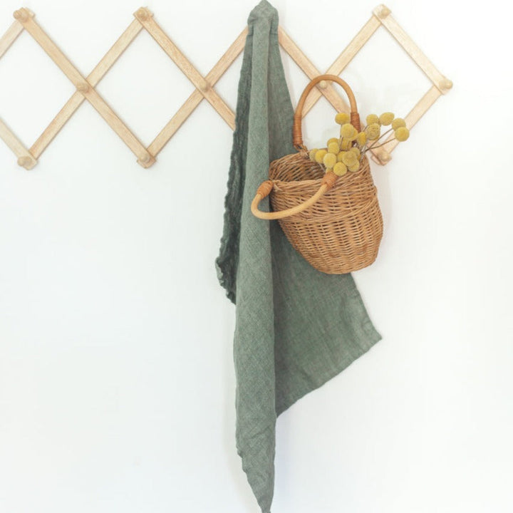 Stone Washed Linen Tea Towel in Iron Ore