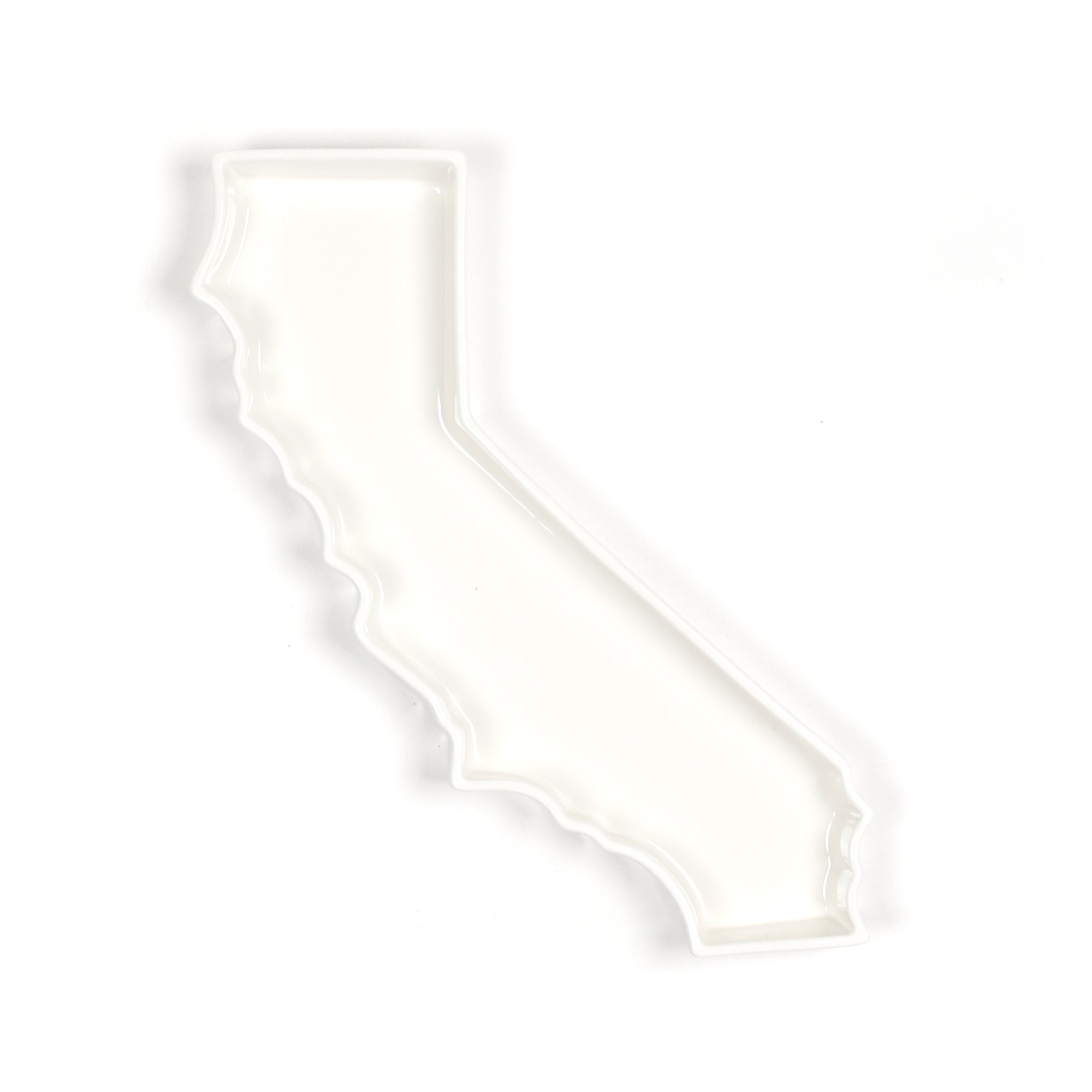 California state plate in white glossy porcelain, safe for cooking and food use.