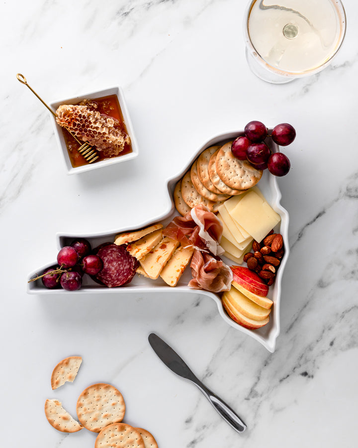 New York State Plate appetizer dish meat and cheese tray. New York charcuterie board. New York charcuterie tray. NY app board. NY serving tray. New York cooking gift. New York serving tray dish. New York ceramic dish. New York gift.