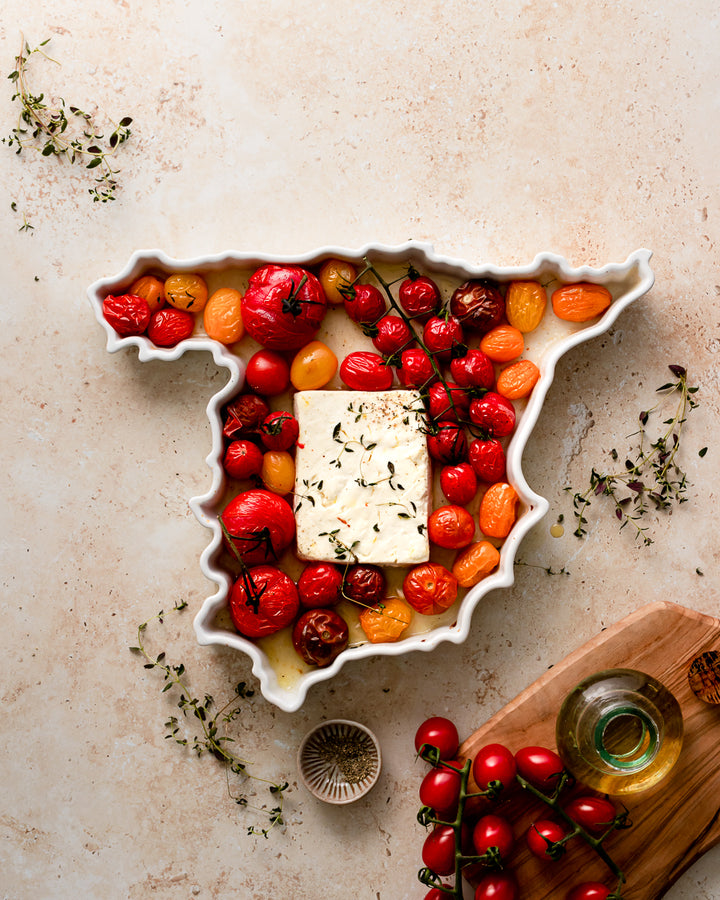 Spain World Plate baked appetizer dish tomatoes cheese. Spain appetizer tray. Spain appetizer dish. Spain appetizer plate. Spain app plate. Spain tapas plate. Spain baking dish. Spain bakeware. Spain cook gift. Spain baking gift.