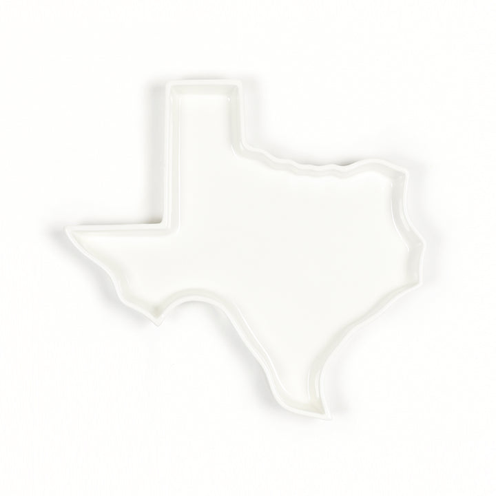 Texas state plate white glossy ceramics. Texas baking dish. Texas baking tray. Texas appetizer dish. Texas cheese plate. TX gift. TX cooking gift. TX baking gift. Texas kitchen gift.