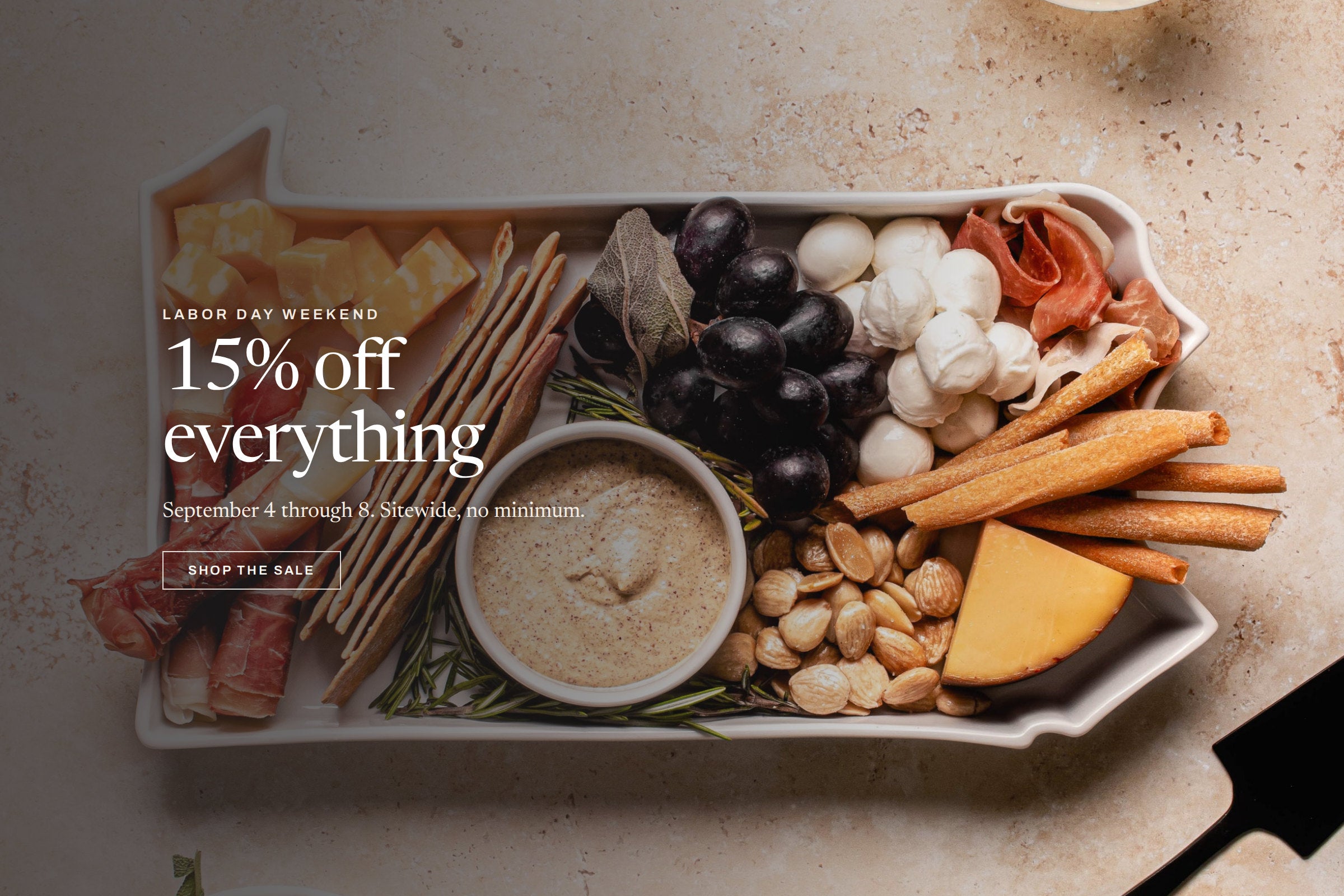 Labor Day sale, 15% off everything, September 4 through 8