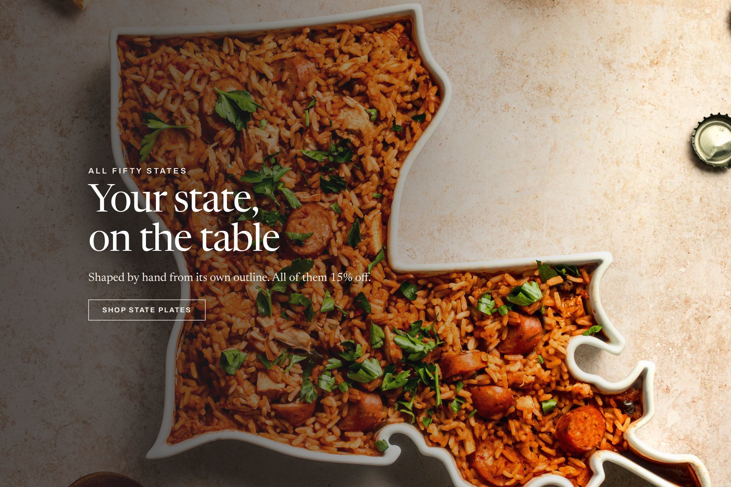 Your state on the table, Fifty United Plates 15% off